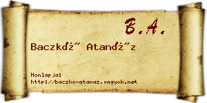 Baczkó Atanáz névjegykártya
